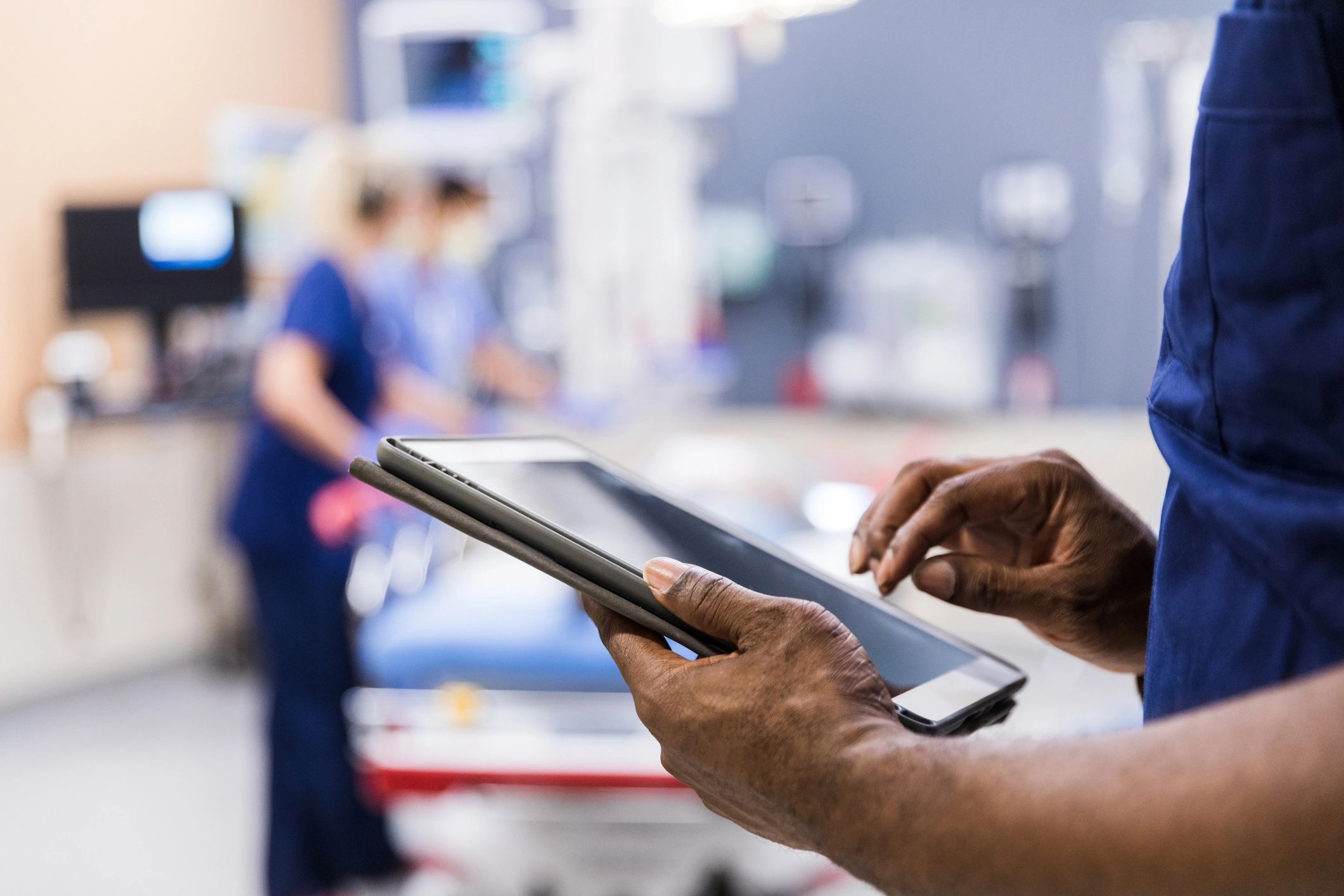 Person reviewing health information on a tablet